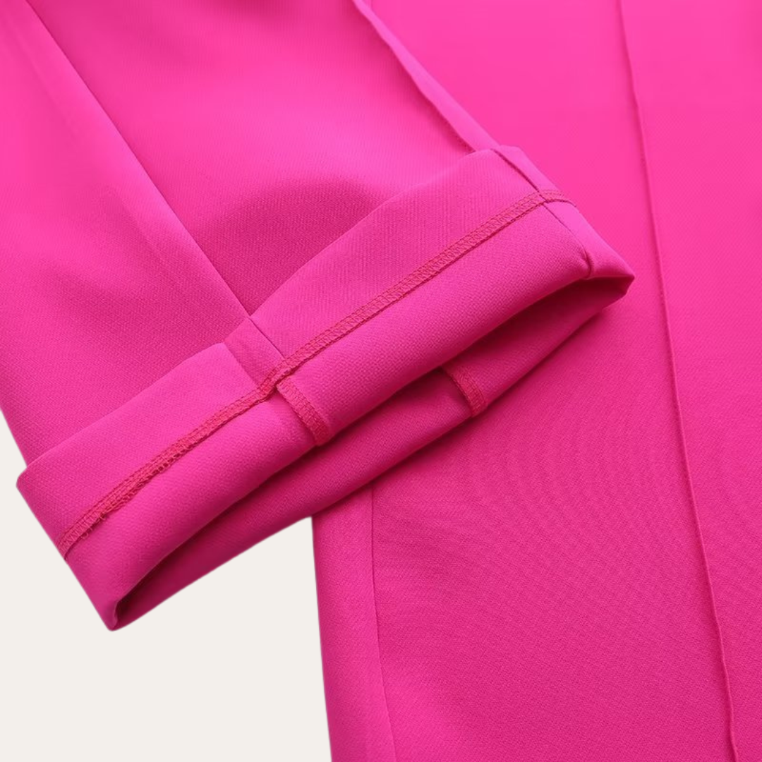 Women's Belted Blazer and Wide-Leg Trousers Set with Tie Belt