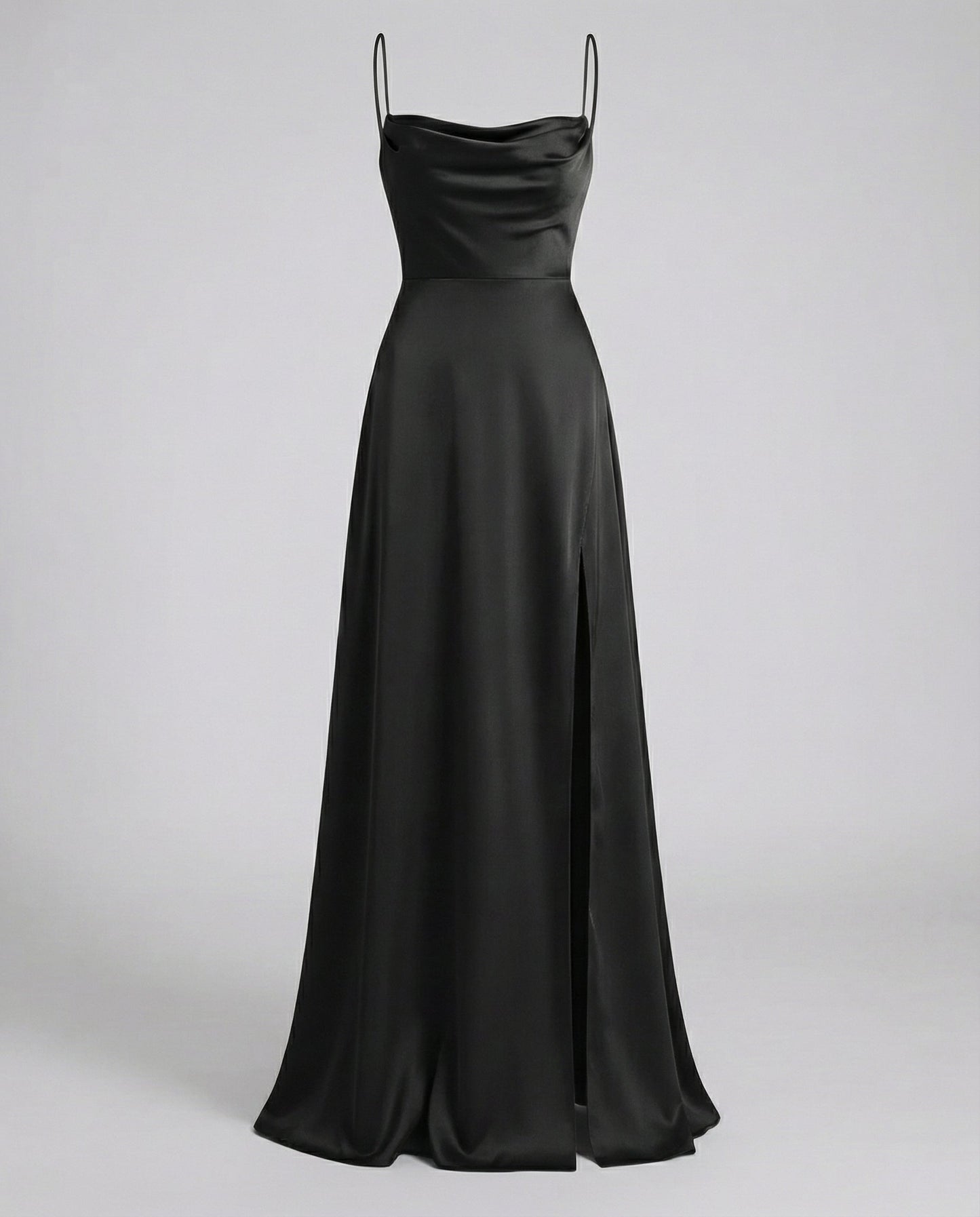Women's Fitted Maxi Dress with Thin Straps and Side Leg Slit