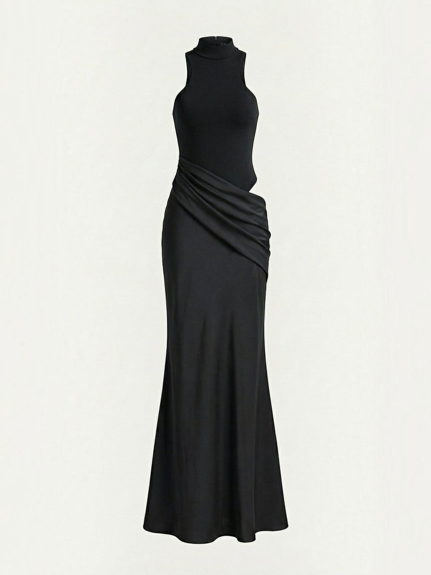 Women's Maxi Dress with Roll Neck and Long Sleeves