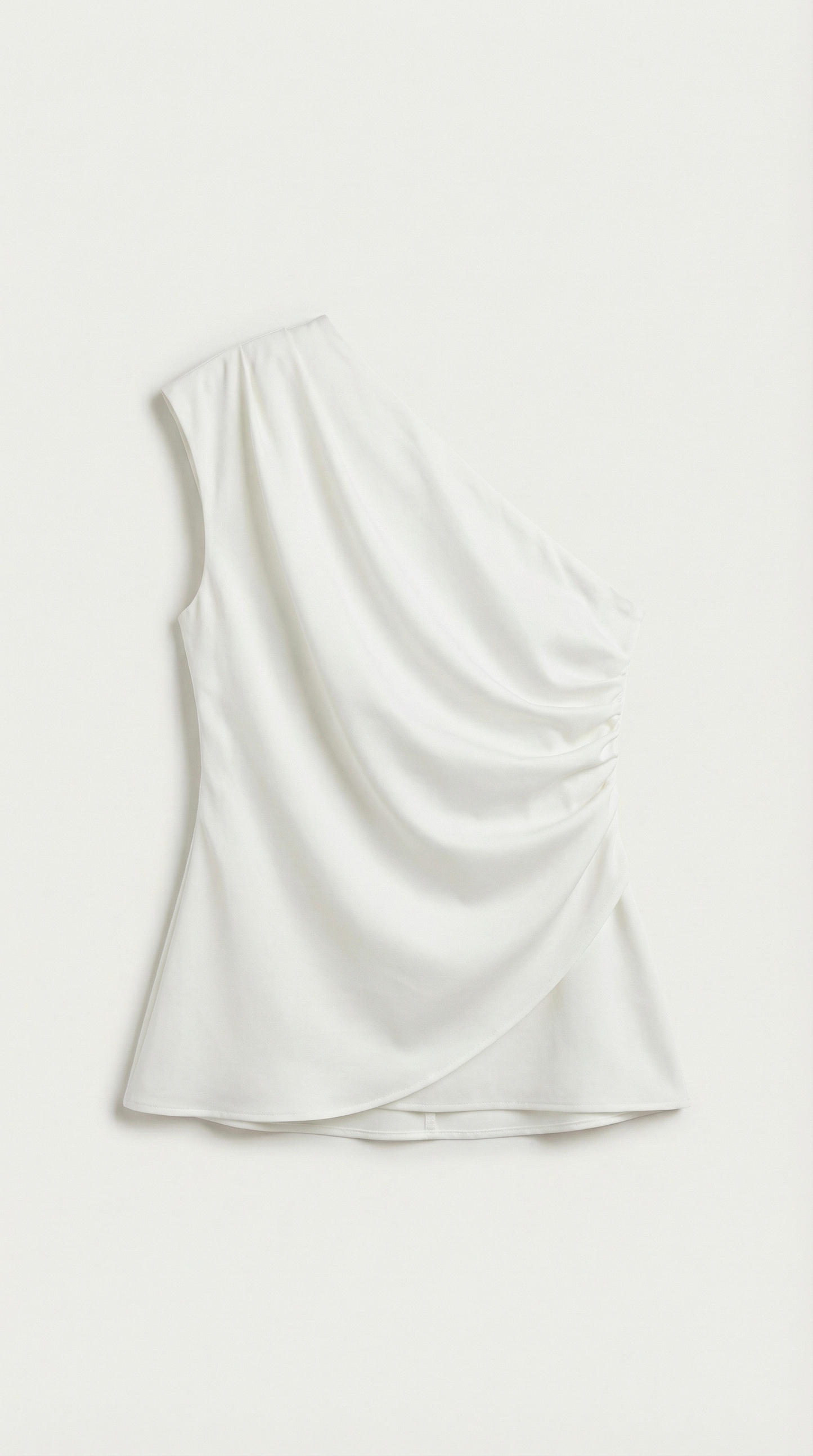 Women's Sleeveless One-Shoulder Top with Side Ruching and Asymmetric Hem
