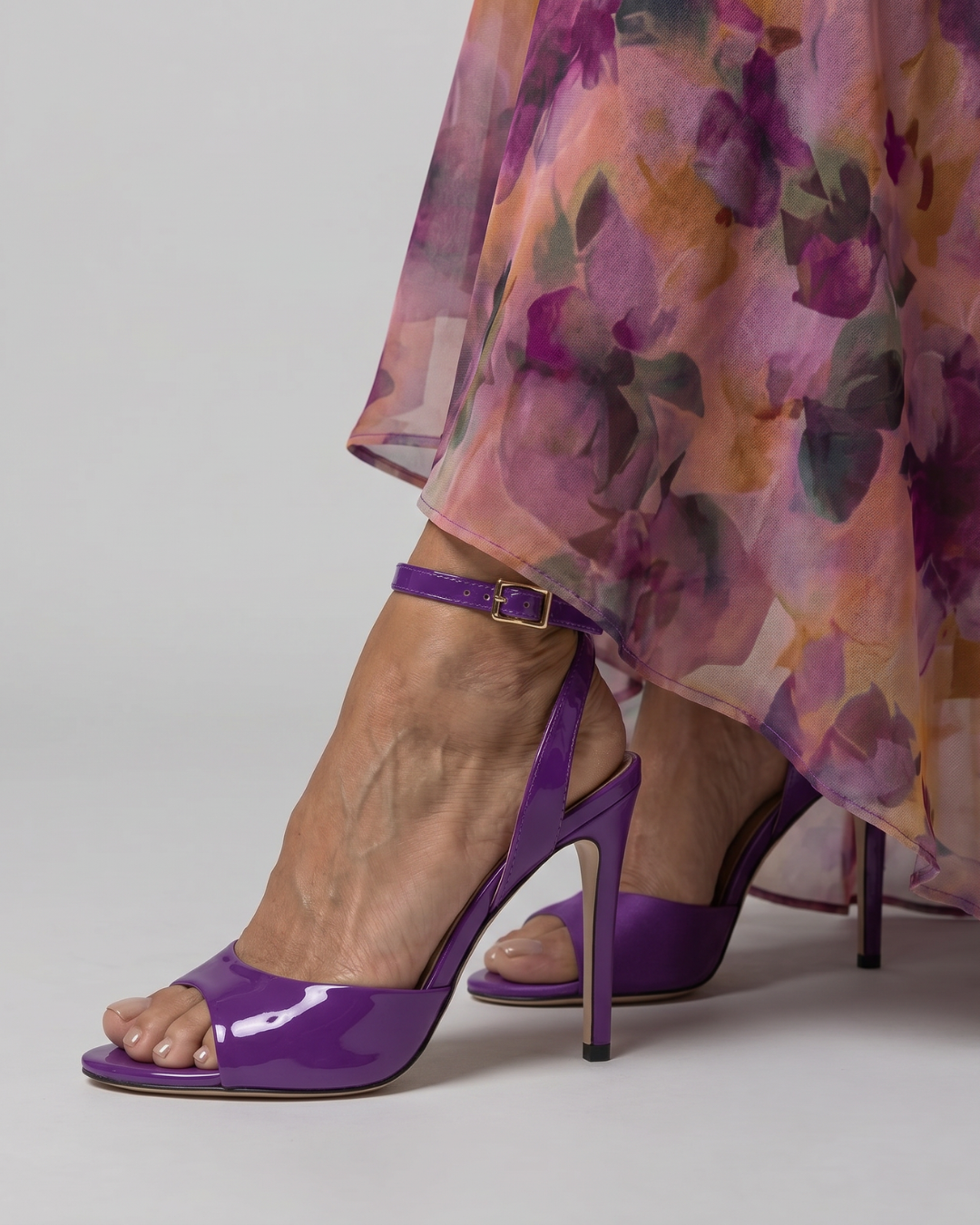 Women's Stiletto Heel Sandals with Metallic Strap