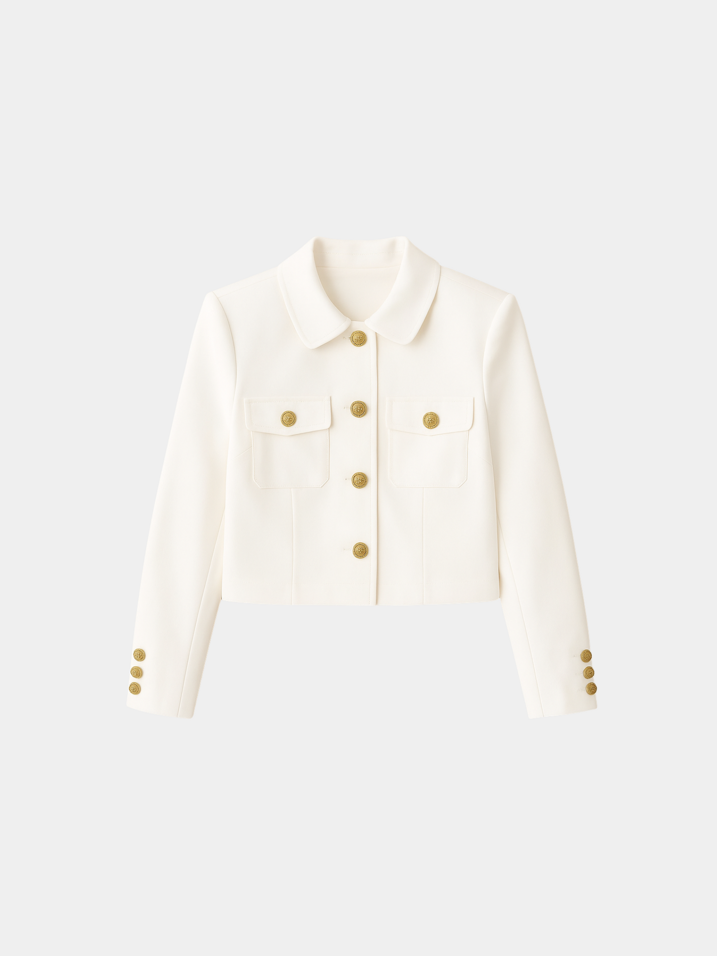 Women's Straight-Cut Blazer Jacket with Gold Buttons and Tailored Silhouette