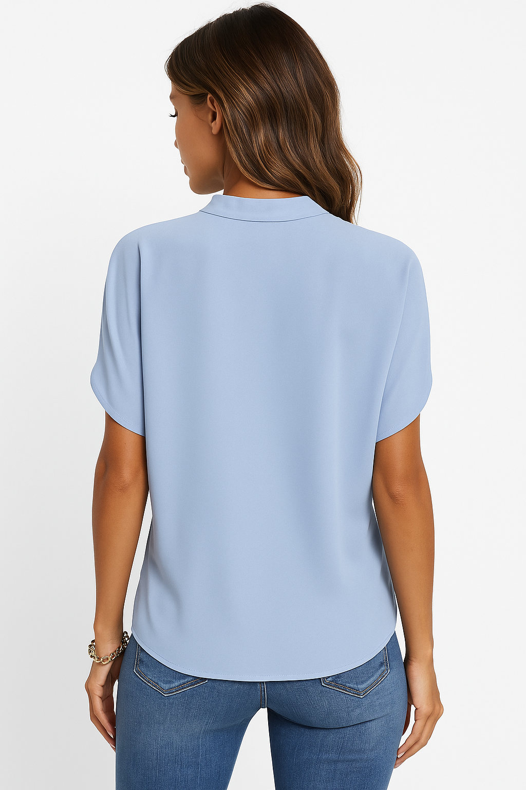 Women's V-Neck Mandarin Collar Blouse