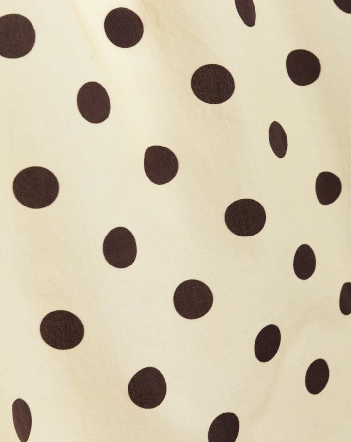 Women's Polka Dot Off Shoulder Puff Sleeve Top with Elastic Neckline and Puff Sleeves