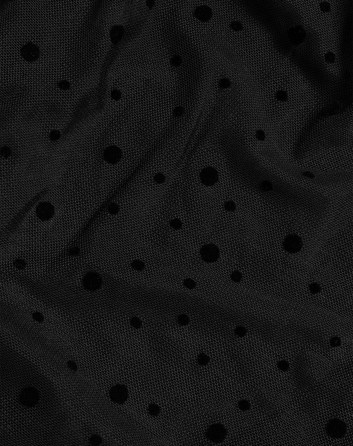 Women's Strapless Polka Dot Scarf Top with Bandeau Construction and Scarf Tie Detail