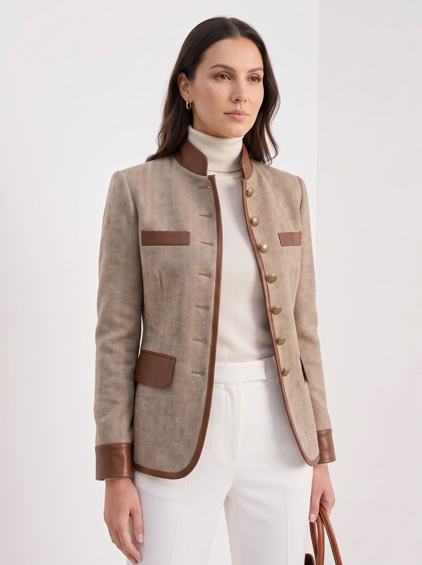 Beatrice | Women's Buttoned Collar Elegant Jacket, Recycled Polyester, Winter