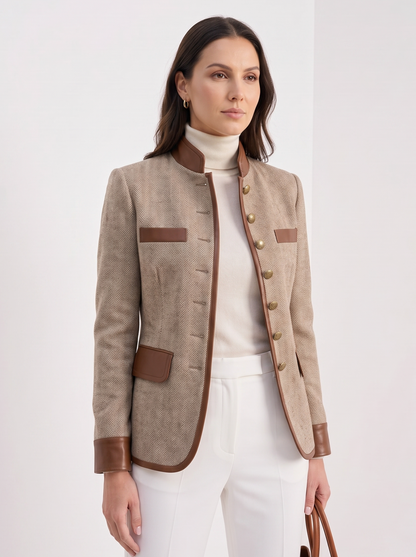 Beatrice | Women's Buttoned Collar Elegant Jacket, Recycled Polyester, Winter
