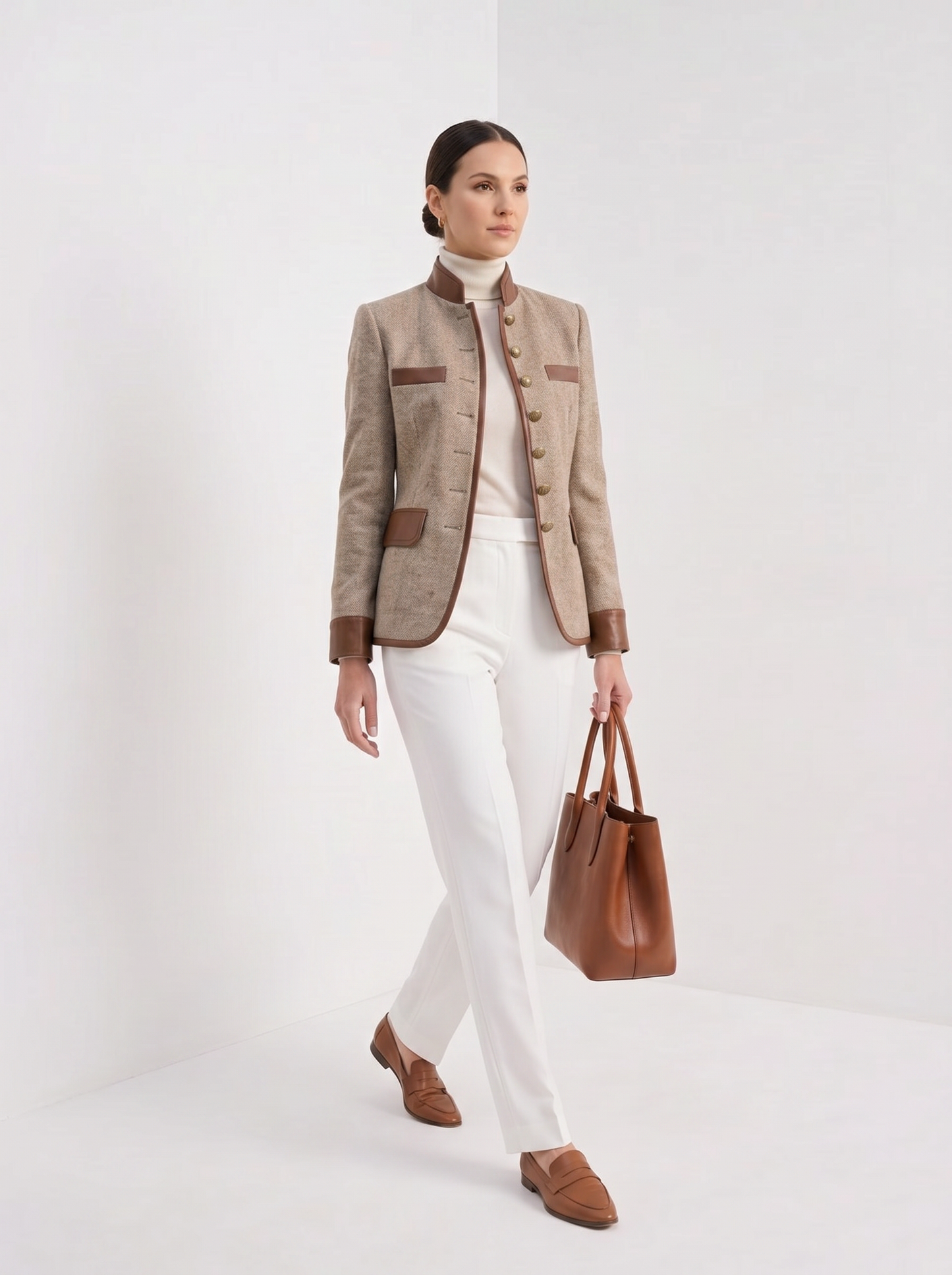 Beatrice | Women's Buttoned Collar Elegant Jacket, Recycled Polyester, Winter