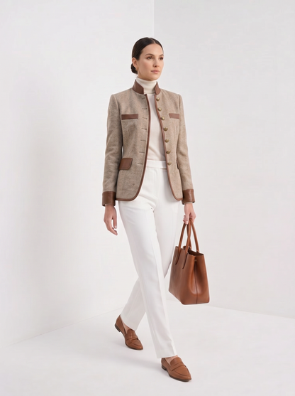 Beatrice | Women's Buttoned Collar Elegant Jacket, Recycled Polyester, Winter