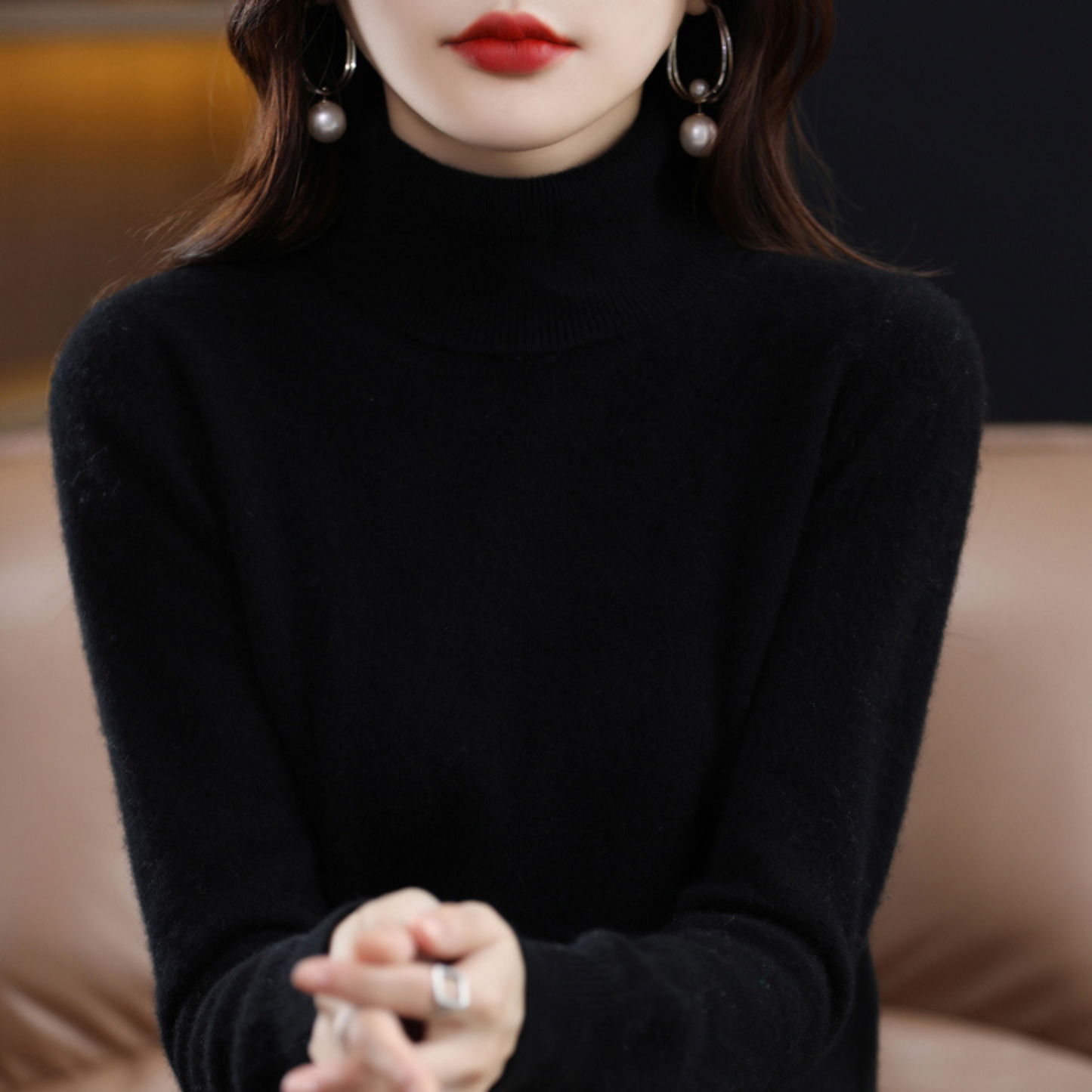 Emmie | Women's Cashmere Turtleneck Sweater, Premium Soft Knit, Winter