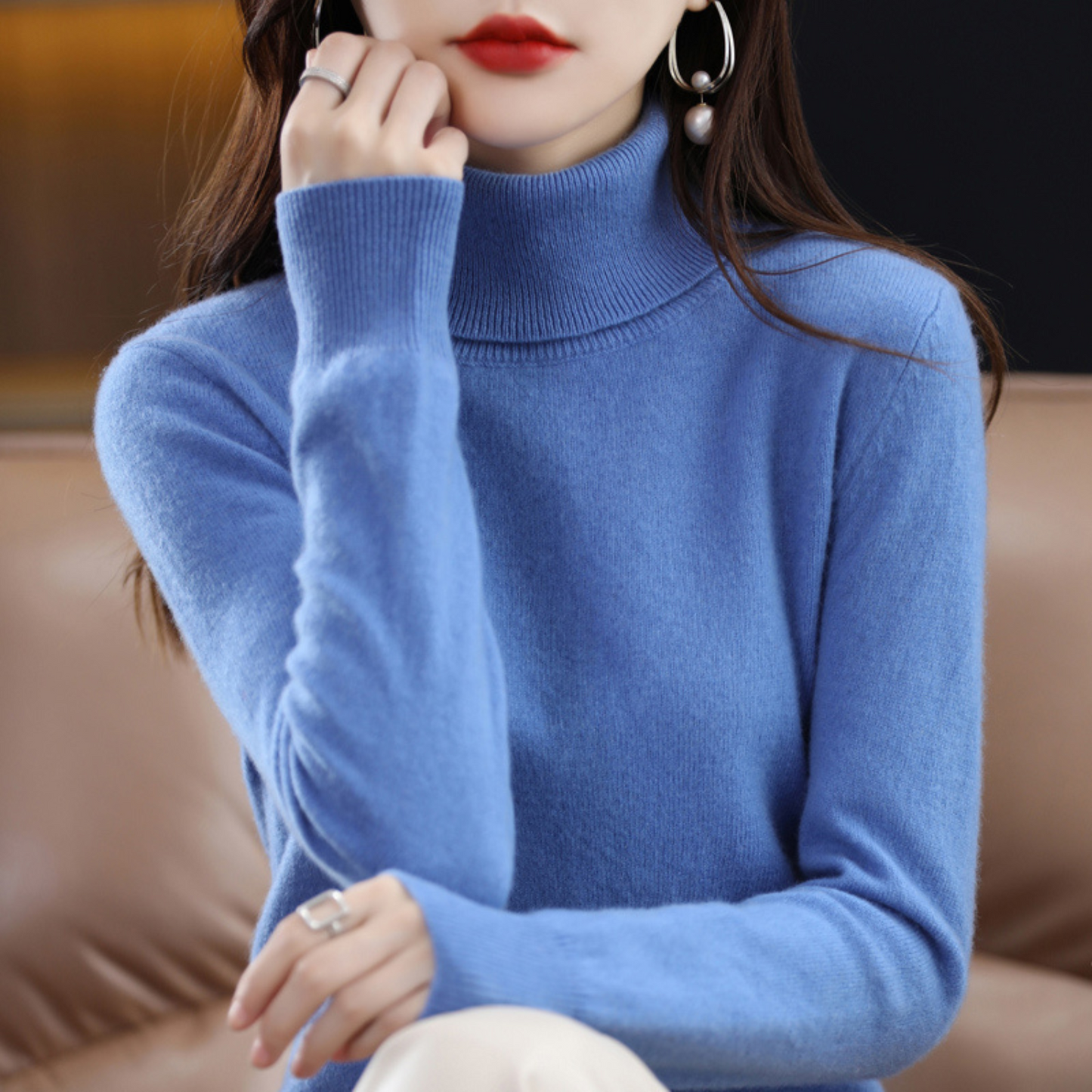 Emmie | Women's Cashmere Turtleneck Sweater, Premium Soft Knit, Winter