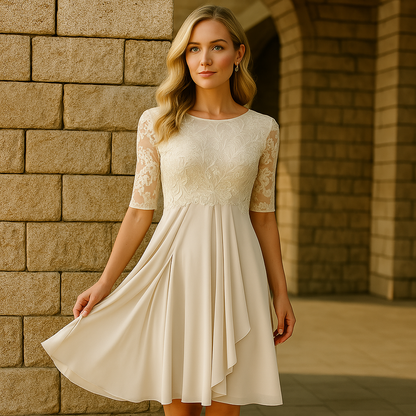 Women's Elegant Dress with Three Quarter Sleeves for Evening Parties