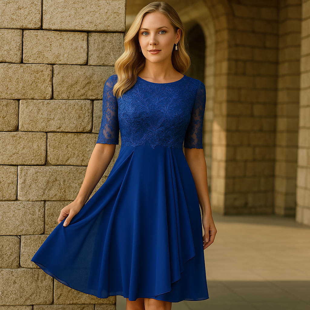 Women's Elegant Dress with Three Quarter Sleeves for Evening Parties