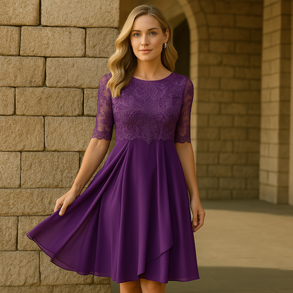 Women's Elegant Dress with Three Quarter Sleeves for Evening Parties