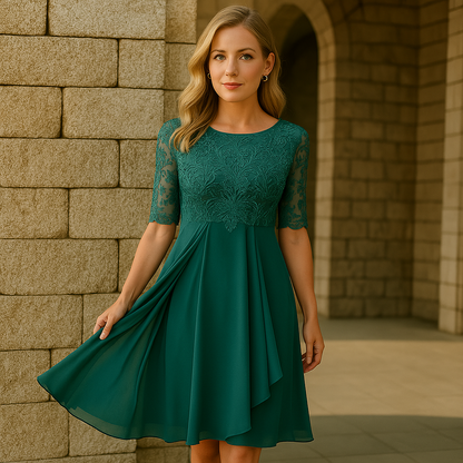 Women's Elegant Dress with Three Quarter Sleeves for Evening Parties