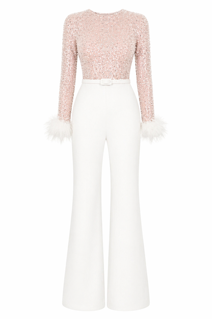Women's Embellished Long-Sleeve Jumpsuit