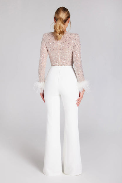 Women's Embellished Long-Sleeve Jumpsuit