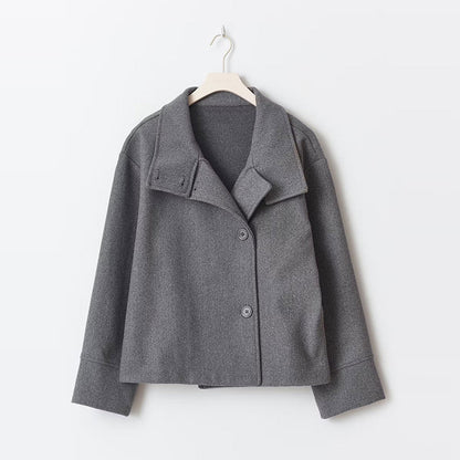 Kelsey | Women's Peacoat Cropped Double-Breasted Wool-Blend Stand Collar Structured Warm Tailored Smart Occasion Everyday Autumn