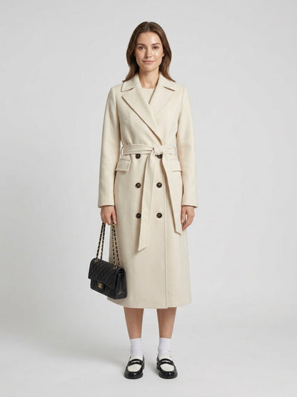 Khloe | Women's Trench Coat Long Belted Double-Breasted Notch Lapel Flowing Tailored Timeless Smart Occasion Everyday Autumn