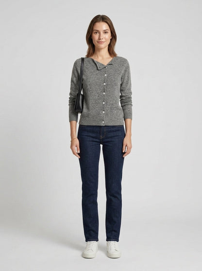 Laney | Women's Cardigan Cashmere-Blend Button Front Soft Luxurious Relaxed Warm Layering Chic Feminine Casual Everyday Autumn