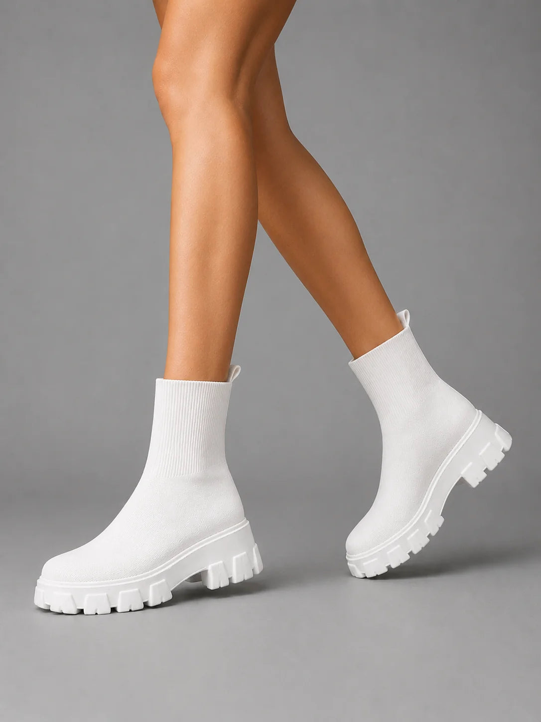 Leilani | Women's Sock Boots Stretch Chunky Sole Sleek Fitted Modern Everyday Winter Casual Comfort Versatile Statement Flattering