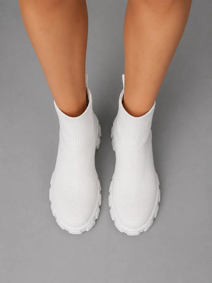 Leilani | Women's Sock Boots Stretch Chunky Sole Sleek Fitted Modern Everyday Winter Casual Comfort Versatile Statement Flattering
