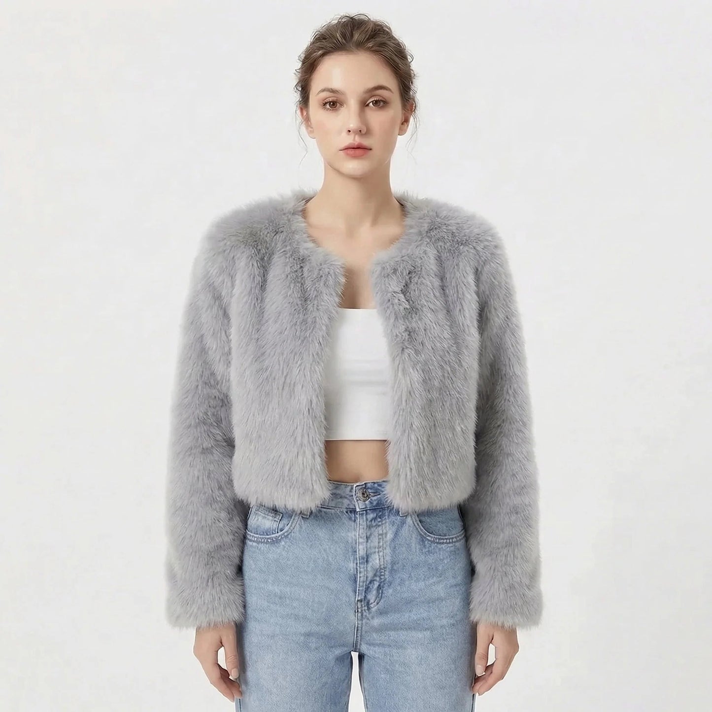Lucille | Women's Jacket Luxe Faux Fur Soft Plush Warm Collared Statement Cosy Chic Feminine Occasion Everyday Autumn Winter