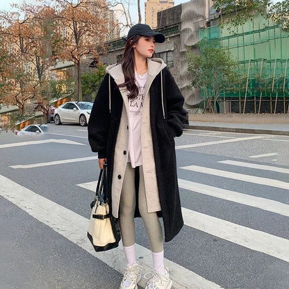 Macy | Women's Teddy Overcoat Hooded Plush Sherpa Fleece Longline Soft Cosy Warm Chic Feminine Casual Everyday Autumn Winter