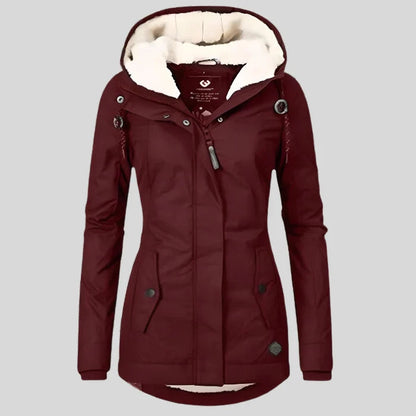 Magdalena | Women's Rain Jacket Waterproof Hooded Extended Back Hem Lightweight Windproof Functional Casual Everyday Autumn Winter