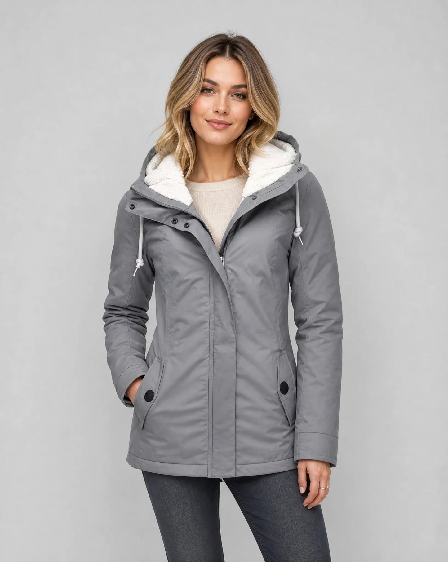 Magdalena | Women's Rain Jacket Waterproof Hooded Extended Back Hem Lightweight Windproof Functional Casual Everyday Autumn Winter