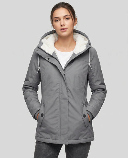 Magdalena | Women's Rain Jacket Waterproof Hooded Extended Back Hem Lightweight Windproof Functional Casual Everyday Autumn Winter