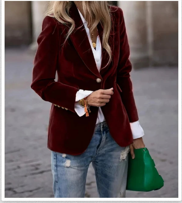 Malia | Women's Blazer Velvet Elegant Structured Tailored Soft Rich Smart Occasion Evening Party Festive Everyday Autumn Winter