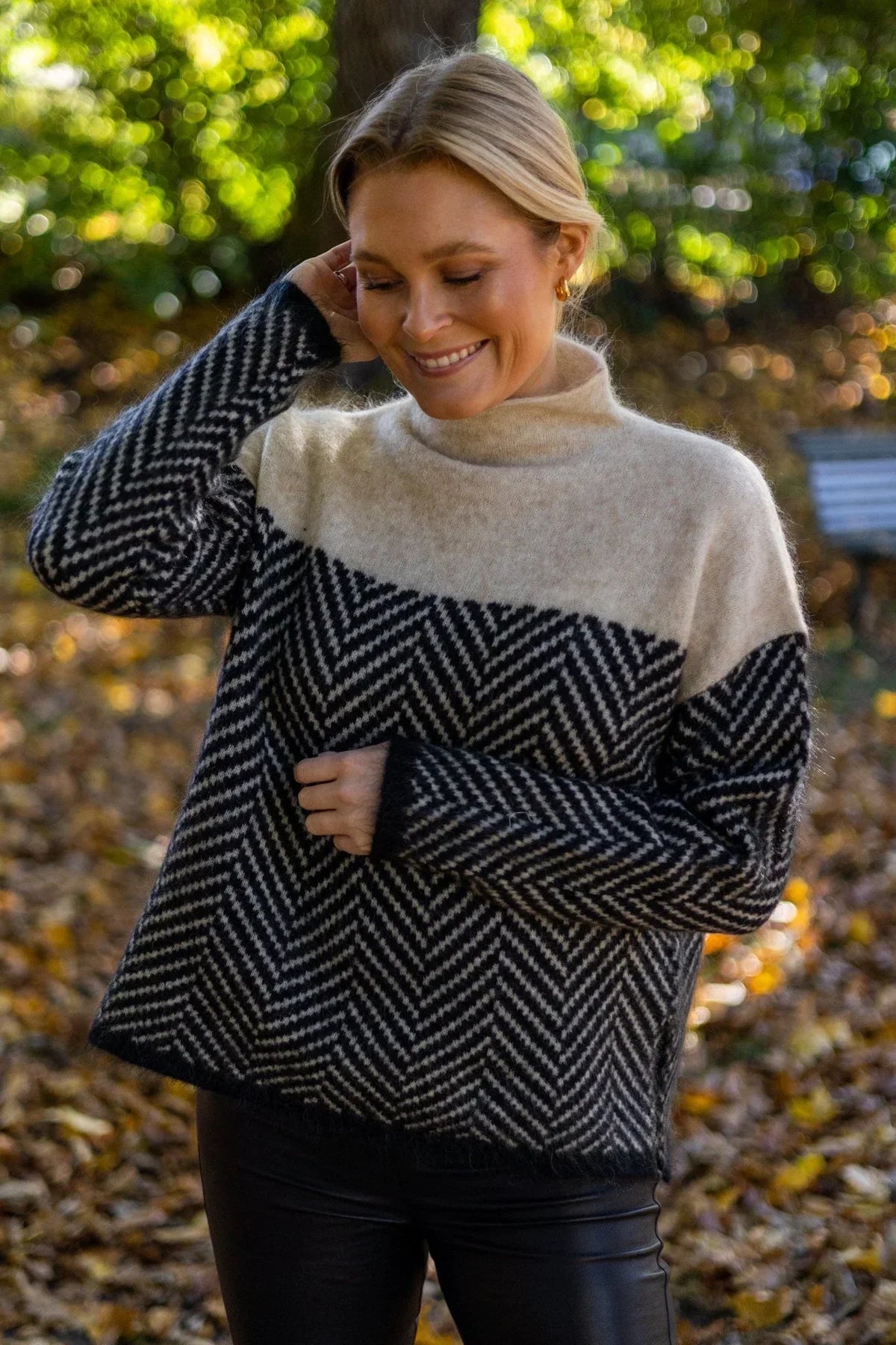 Marceline | Women's Turtleneck Sweater Chevron Cashmere-Soft Knit Textured Fitted Warm Layering Chic Feminine Casual Everyday