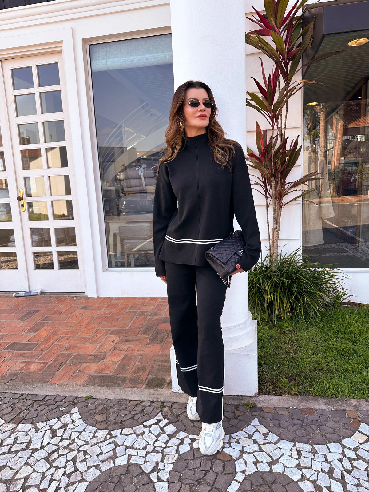 Mariah | Women's Co-ord Set Knit Sweater High Neck Mullet Hem Comfortable Trousers Two-Piece Soft Cosy Warm Coordinated Chic