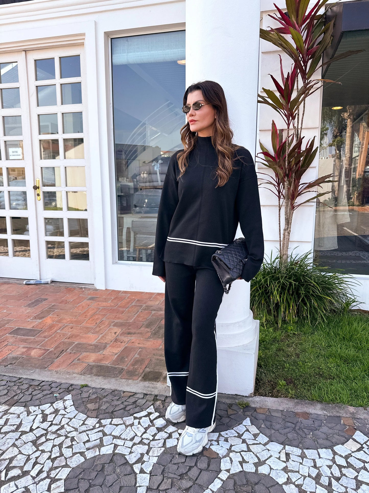 Mariah | Women's Co-ord Set Knit Sweater High Neck Mullet Hem Comfortable Trousers Two-Piece Soft Cosy Warm Coordinated Chic