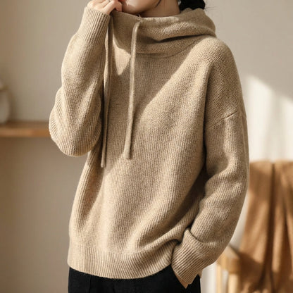 Luna | Women's Merino Knit Hoodie, Relaxed Warm, Winter