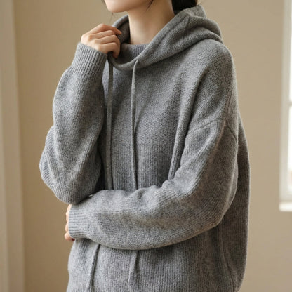 Luna | Women's Merino Knit Hoodie, Relaxed Warm, Winter