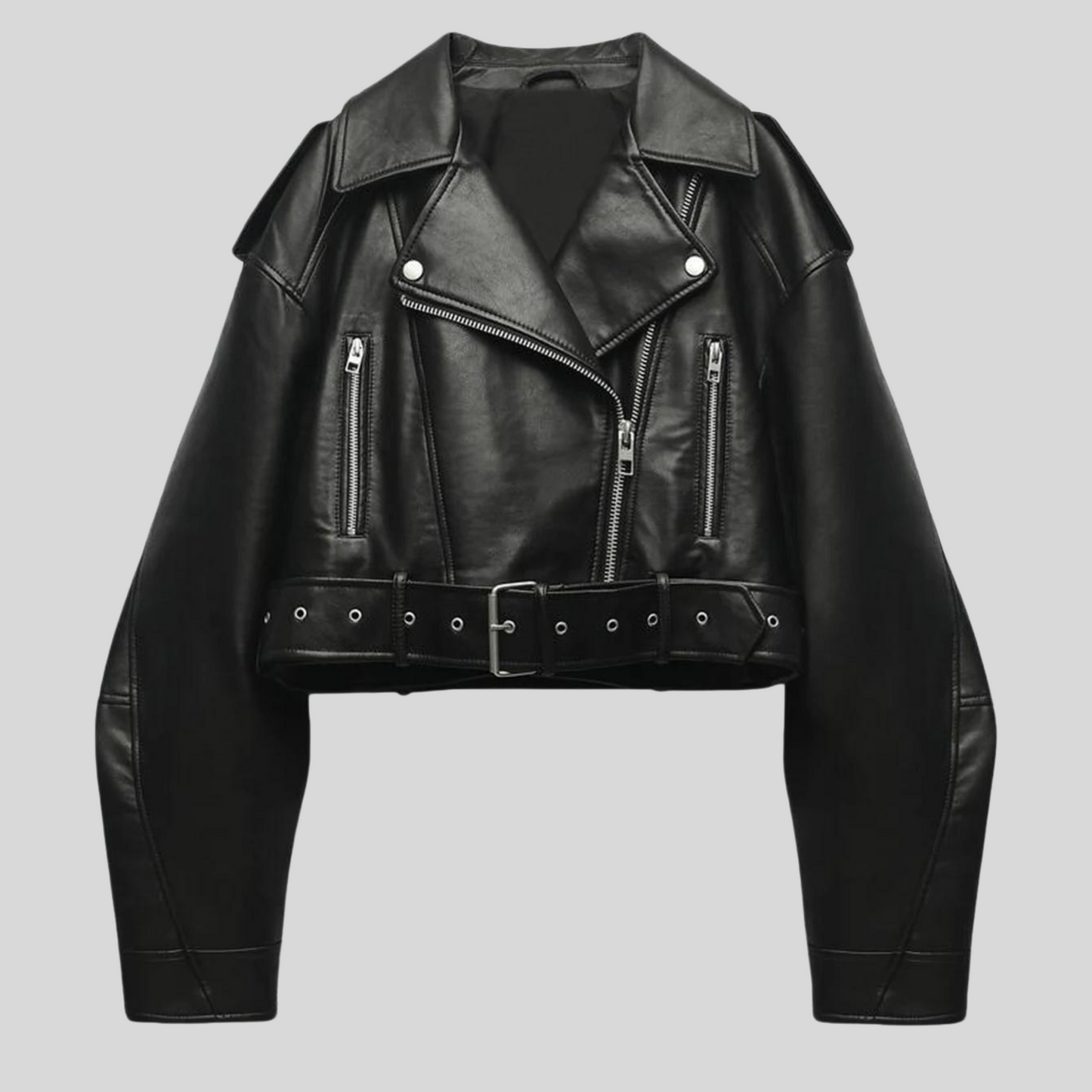 Alessia | Women's Cropped Moto Leather Jacket, Biker Style, Winter