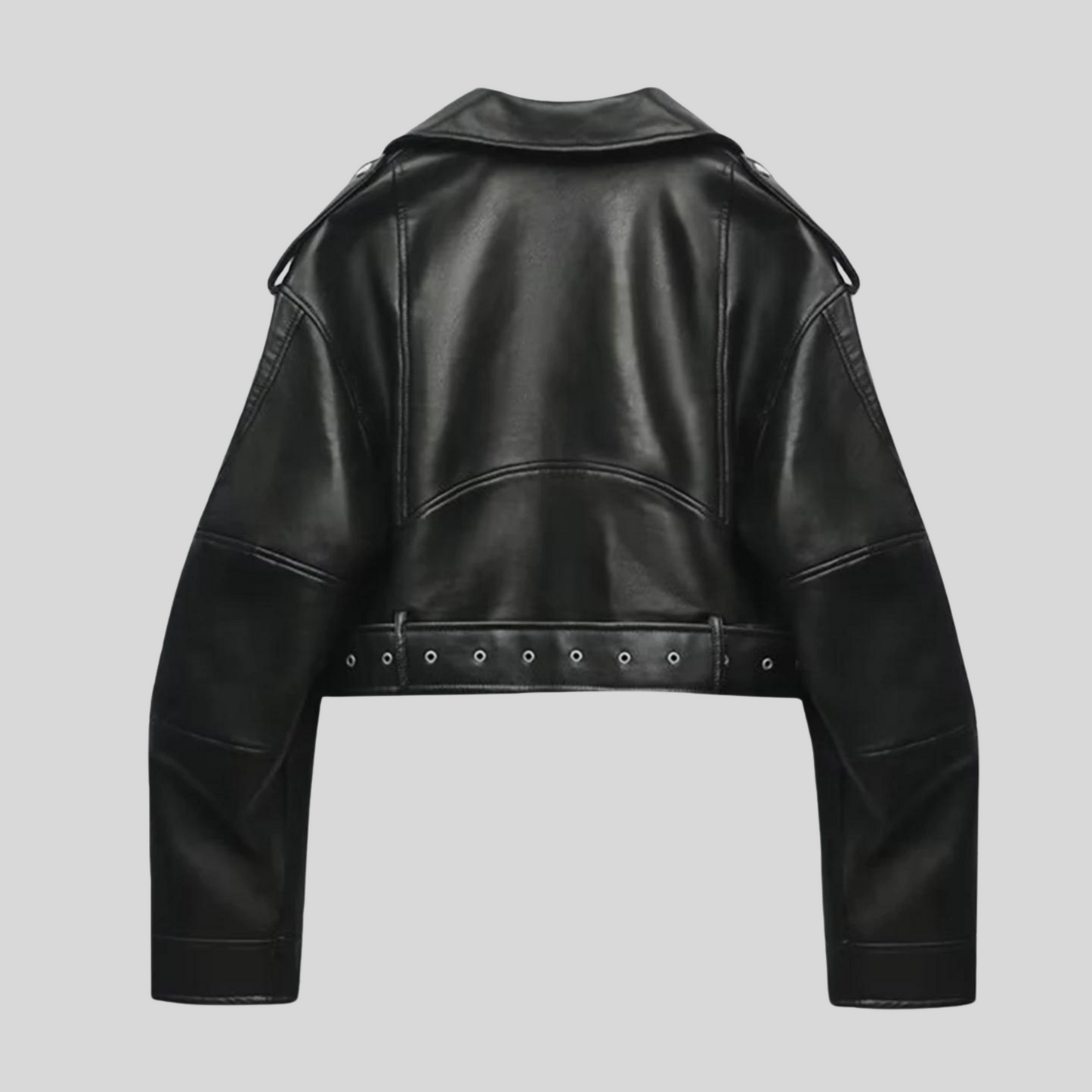 Alessia | Women's Cropped Moto Leather Jacket, Biker Style, Winter