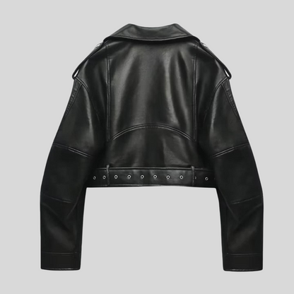 Alessia | Women's Cropped Moto Leather Jacket, Biker Style, Winter