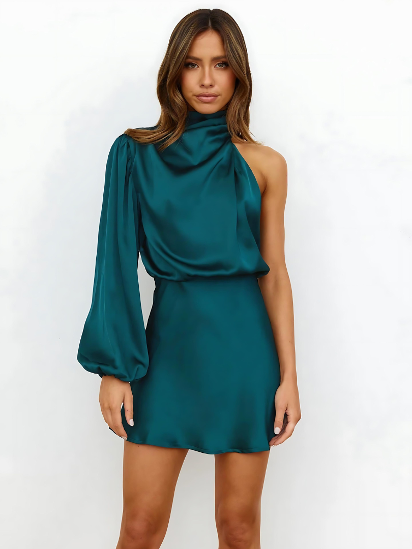 Women's One Shoulder Dress with Asymmetrical Neckline