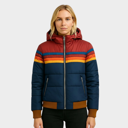 Luca | Women's Retro Hooded Puffer Jacket, Quilted Insulated, Winter
