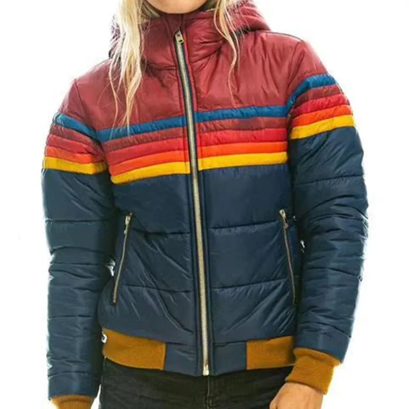 Luca | Women's Retro Hooded Puffer Jacket, Quilted Insulated, Winter