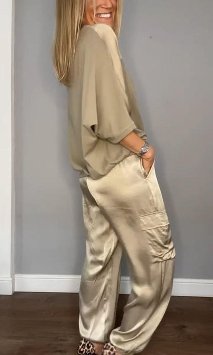 Alessandra | Women's Satin Lounge Set, Elegant Relaxed Fit, Winter