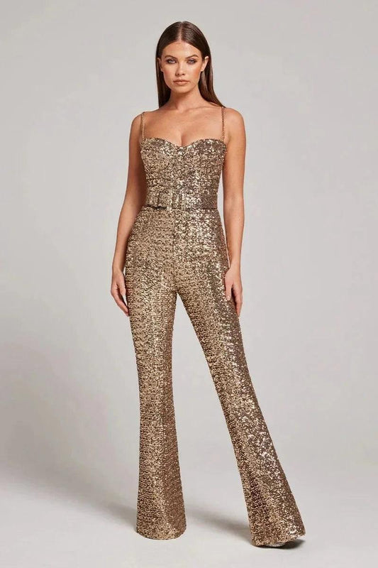 Women's Sequin Wide-Leg Jumpsuit