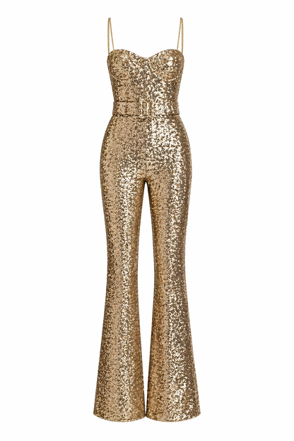 Women's Sequin Wide-Leg Jumpsuit
