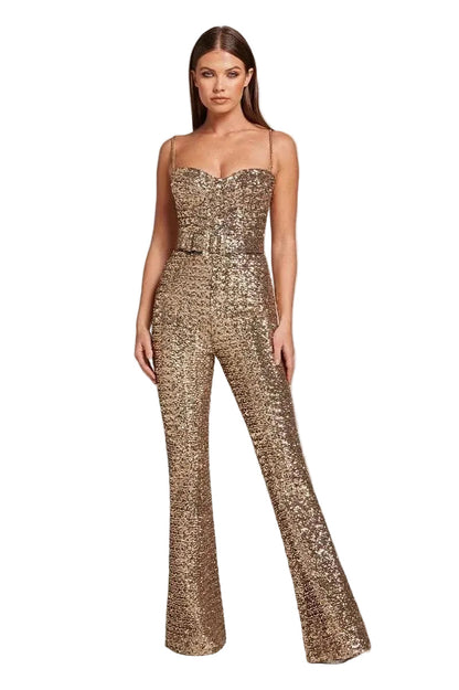 Women's Sequin Wide-Leg Jumpsuit
