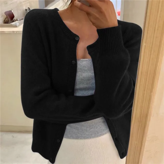 Rosie | Women's Soft Knit Cardigan, Button Front Round Neckline, Winter