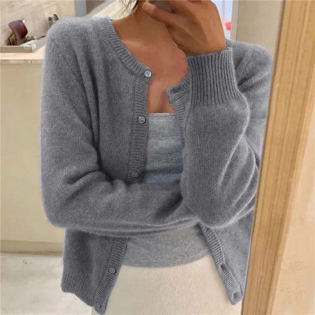Rosie | Women's Soft Knit Cardigan, Button Front Round Neckline, Winter