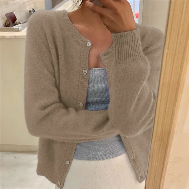 Rosie | Women's Soft Knit Cardigan, Button Front Round Neckline, Winter
